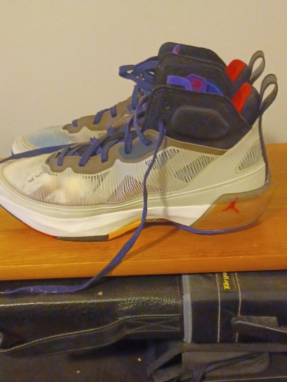 Jordan Men's Gray, Blue and Red High-Top Basketball Shoes